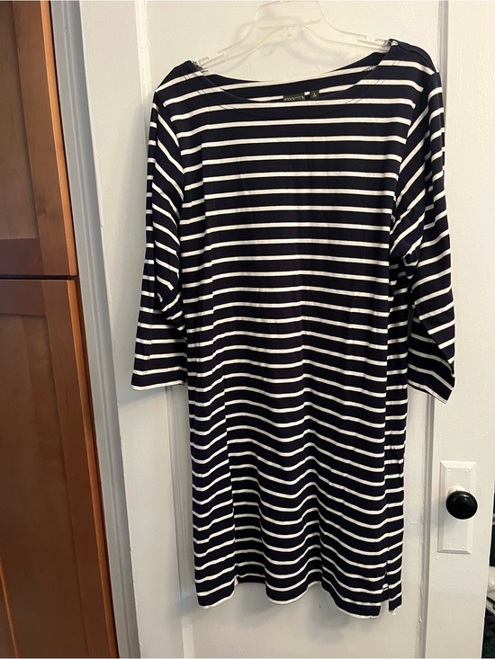 L.L. Bean Dresses & Skirts - LL Bean Navy and White Boatneck Women's Dress